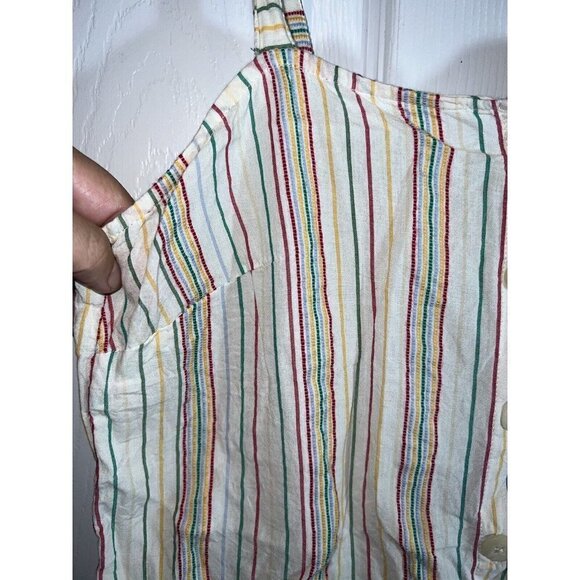 MADEWELL Button-Front Cami Tank Blouse in Textural Cotton Rainbow Stripes - Picture 4 of 11
